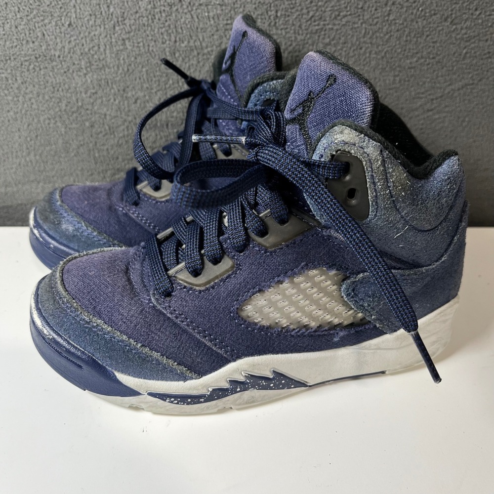 Jordan 5 Retro SE Craft Midnight Navy Kids Sneakers FN5453-400 Size 11C